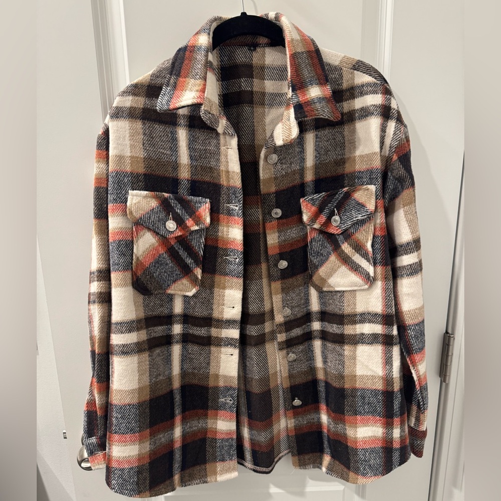 Plaid Button-Up Shirt Jacket